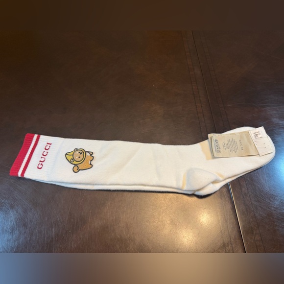 New Authentic Gucci Logo Pikarar Socks White Red Size S - Picture 5 of 14
